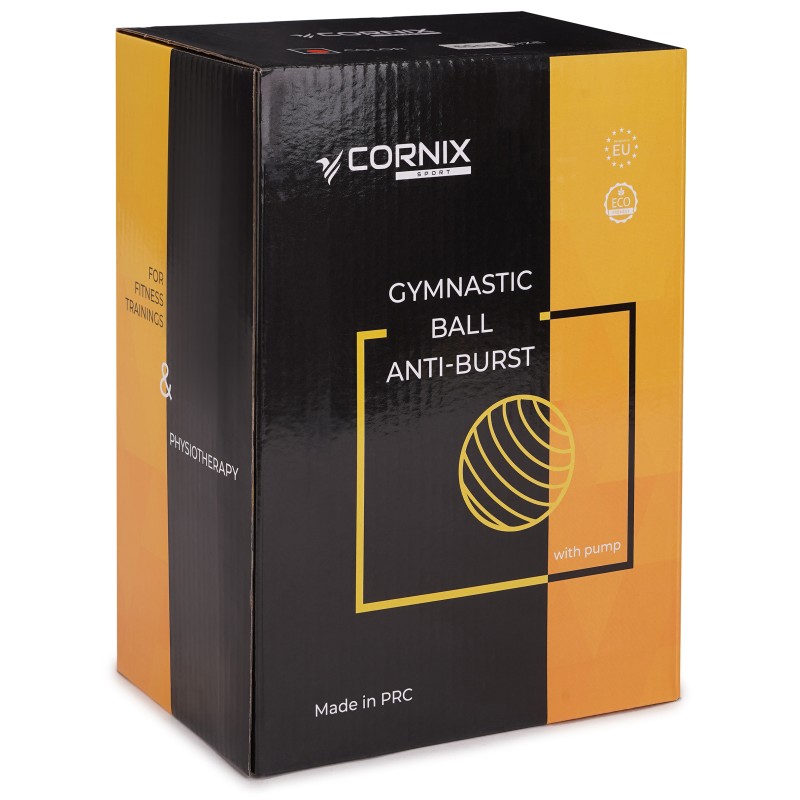 М'яч для фітнесу (фітбол) Cornix 55 см Anti-Burst XR-0014 Black