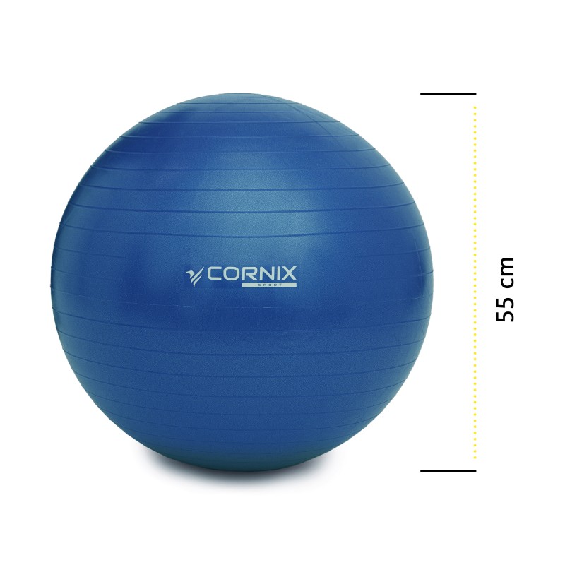 М'яч для фітнесу (фітбол) Cornix 55 см Anti-Burst XR-0015 Blue