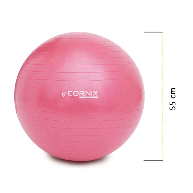 М'яч для фітнесу (фітбол) Cornix 55 см Anti-Burst XR-0017 Pink