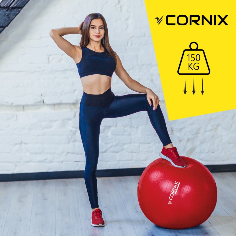 М'яч для фітнесу (фітбол) Cornix 55 см Anti-Burst XR-0018 Red