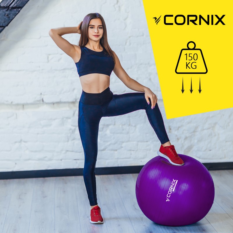 М'яч для фітнесу (фітбол) Cornix 75 см Anti-Burst XR-0027 Violet
