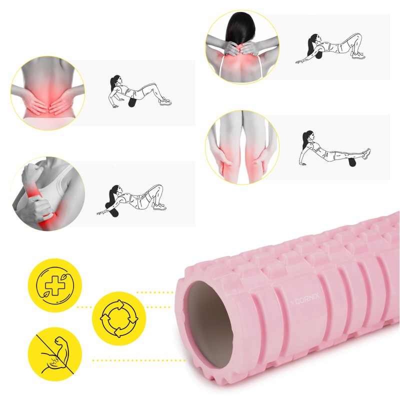 Масажний ролик Cornix EVA 33 x 14 см (валик, роллер) XR-0036 Light Pink