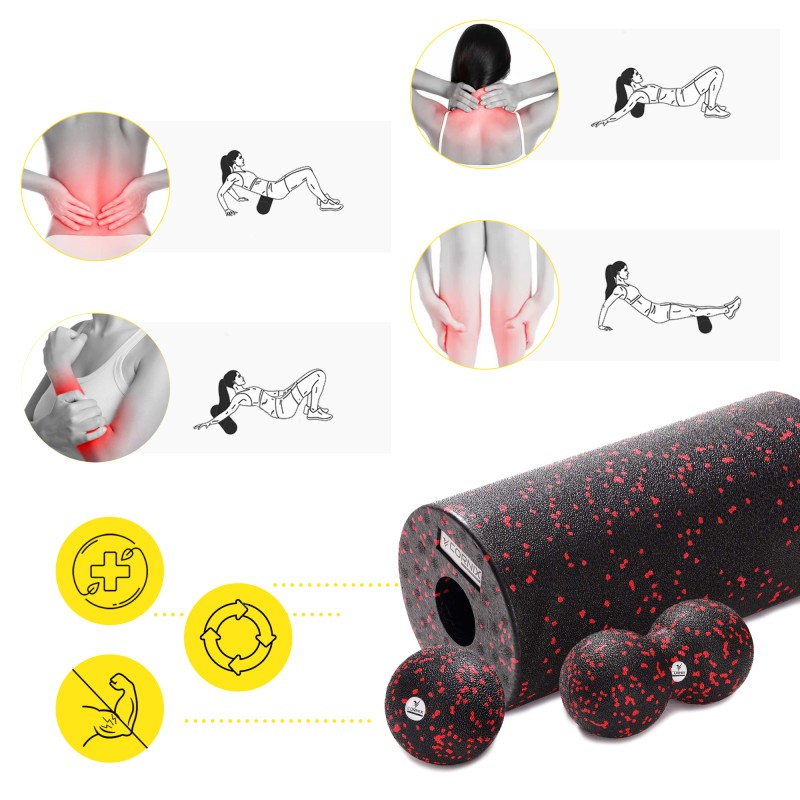 Масажний набір Cornix (Ball 8 см, Duoball 8 х 16 см та Foam Roller 30 х 15 см) XR-0080