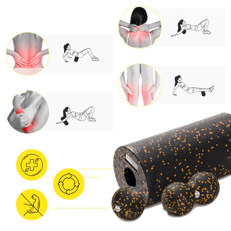 Масажний набір Cornix (Ball 8 см, Duoball 8 х 16 см та Foam Roller 30 х 15 см) XR-0081
