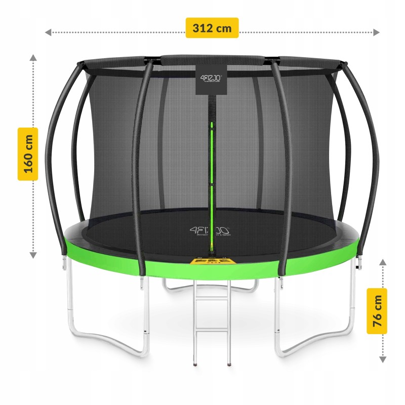 Батут із внутрішньою сіткою 4FIZJO PRO 10FT 312 см Black/Green (P-5907739314178)