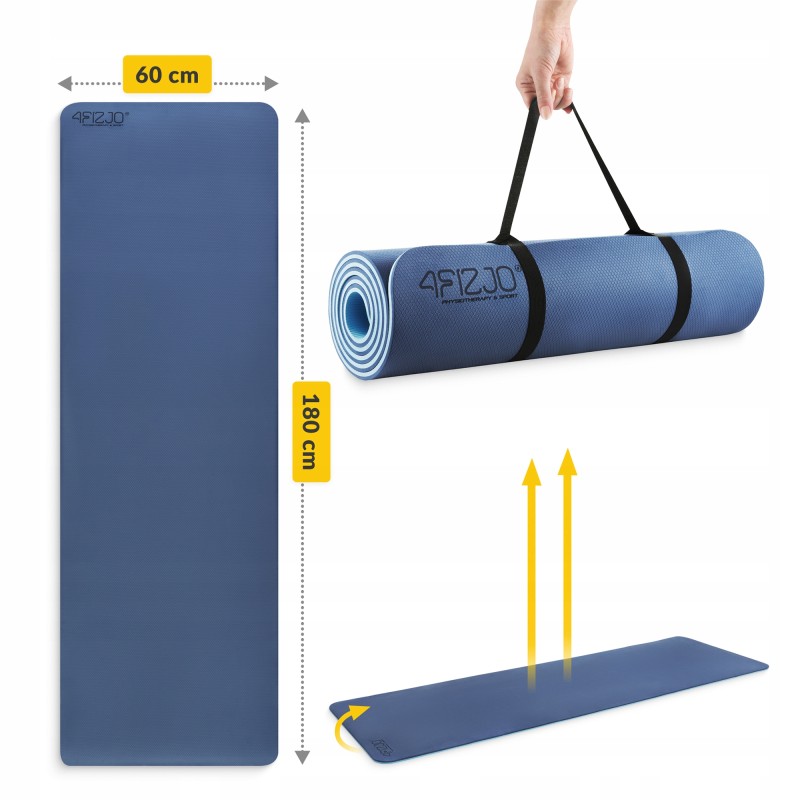 Килимок (мат) спортивний 4FIZJO TPE 180 x 60 x 0.6 см для йоги та фітнесу Blue/Sky Blue (P-5907739310132)