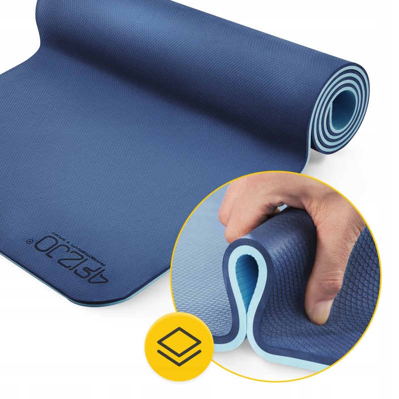 Килимок (мат) спортивний 4FIZJO TPE 180 x 60 x 0.6 см для йоги та фітнесу Blue/Sky Blue (P-5907739310132)