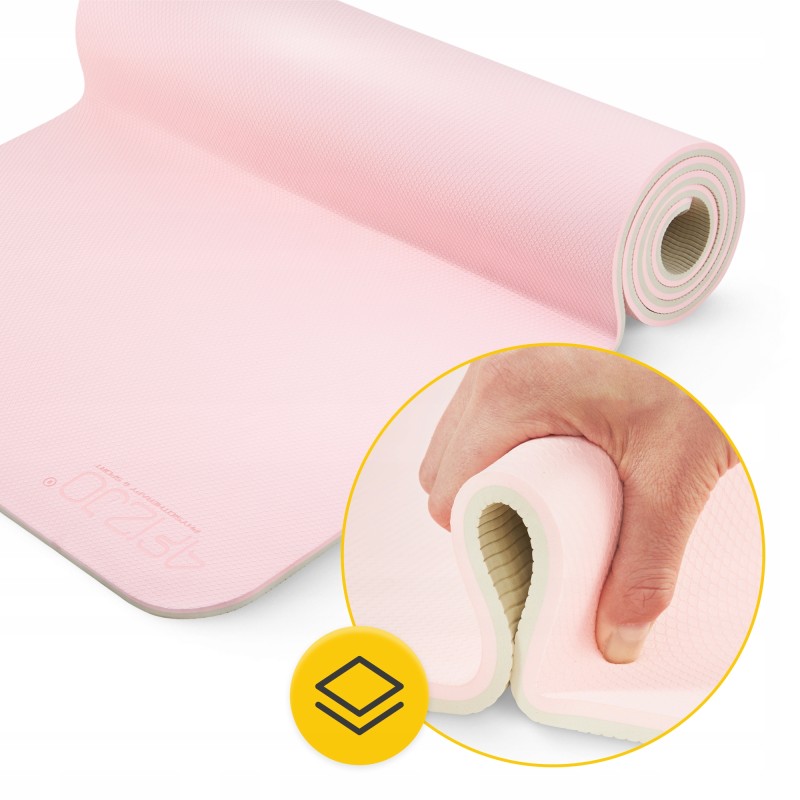 Килимок (мат) спортивний 4FIZJO TPE 180 x 60 x 0.6 см для йоги та фітнесу Pink/Grey (P-5907739317063)