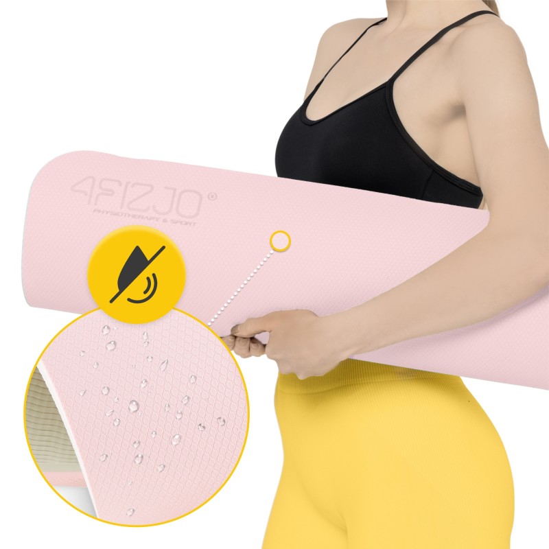 Килимок (мат) спортивний 4FIZJO TPE 180 x 60 x 0.6 см для йоги та фітнесу Pink/Grey (P-5907739317063)