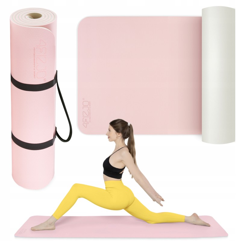 Килимок (мат) спортивний 4FIZJO TPE 180 x 60 x 0.6 см для йоги та фітнесу Pink/Grey (P-5907739317063)