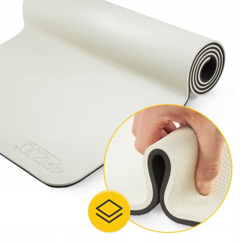 Килимок (мат) спортивний 4FIZJO TPE 180 x 60 x 0.6 см для йоги та фітнесу Grey/Black (P-5907739317100)