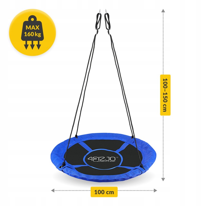 Гойдалка-гніздо кругла 4FIZJO L 100 см Black/Blue (P-5907739314529)