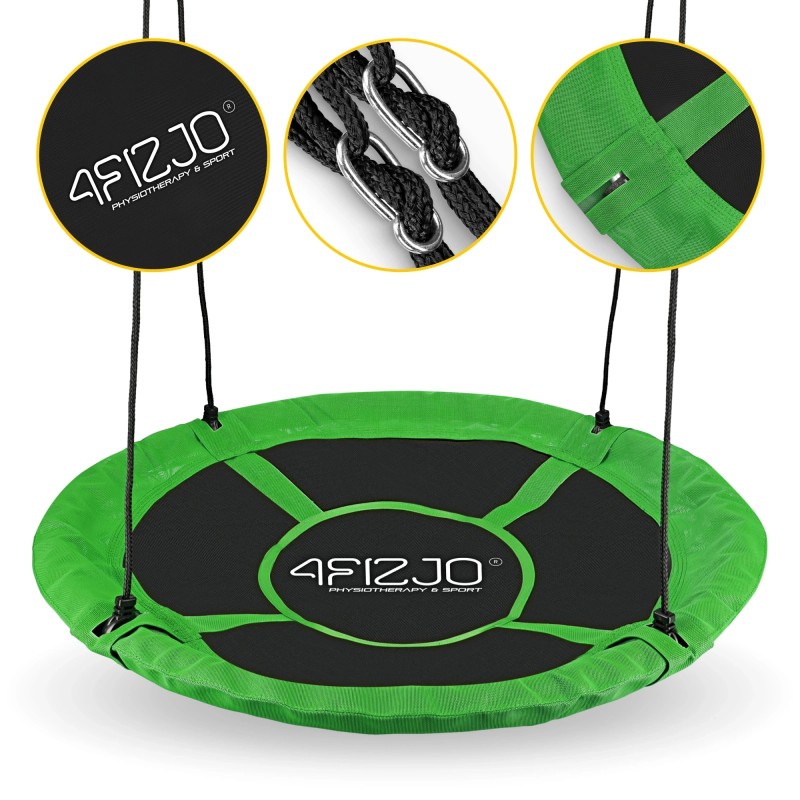 Гойдалка-гніздо кругла 4FIZJO L 100 см Black/Green (P-5907739314512)