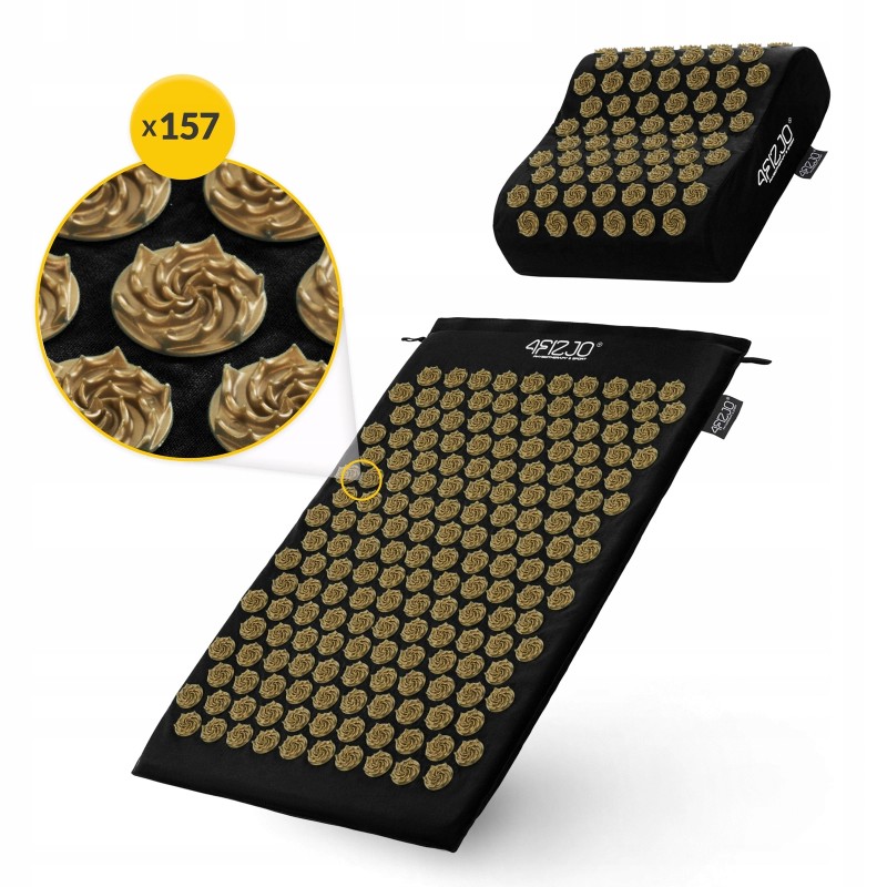 Килимок акупунктурний з подушкою 4FIZJO Ergo Mat Аплікатор Кузнєцова Black/Gold (P-5907739313881)