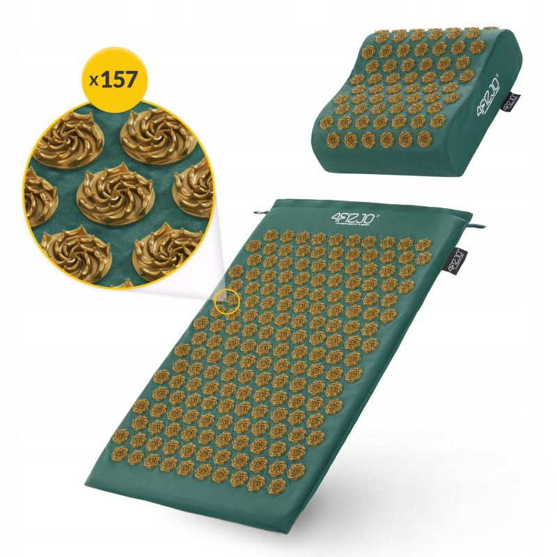 Килимок акупунктурний з подушкою 4FIZJO Ergo Mat Аплікатор Кузнєцова Navy Green/Gold (P-5907739315076)