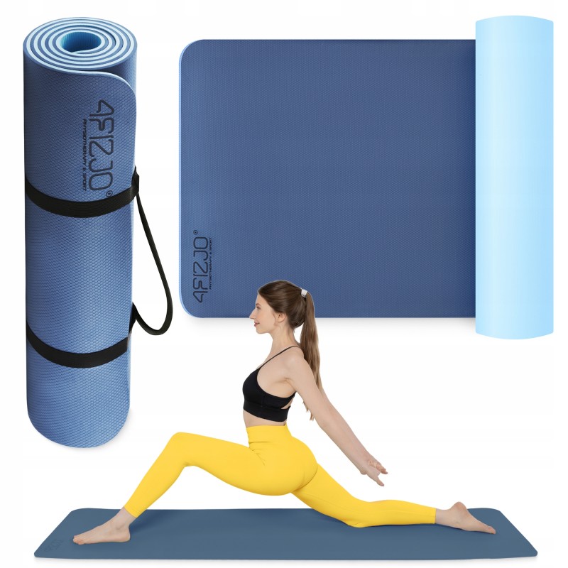 Килимок (мат) спортивний 4FIZJO TPE 180 x 60 x 1 см для йоги та фітнесу Blue/Sky Blue (P-5907739317094)