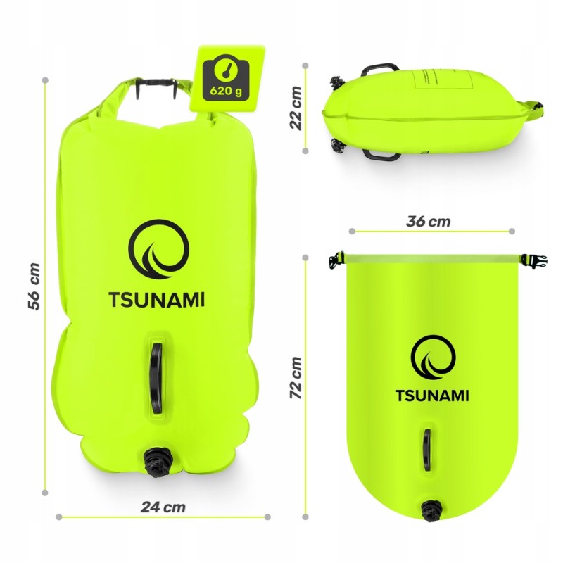 Буй для плавання TSUNAMI надувний 2 в 1 Yellow (P-5907739314024)