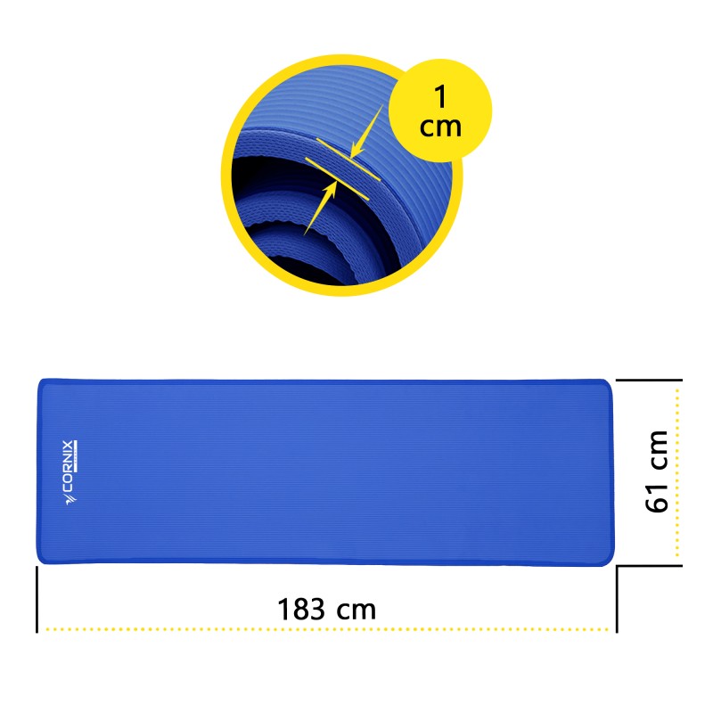 Килимок спортивний Cornix NBR 183 x 61 x 1 cм для йоги та фітнесу XR-0096 Blue/Blue
