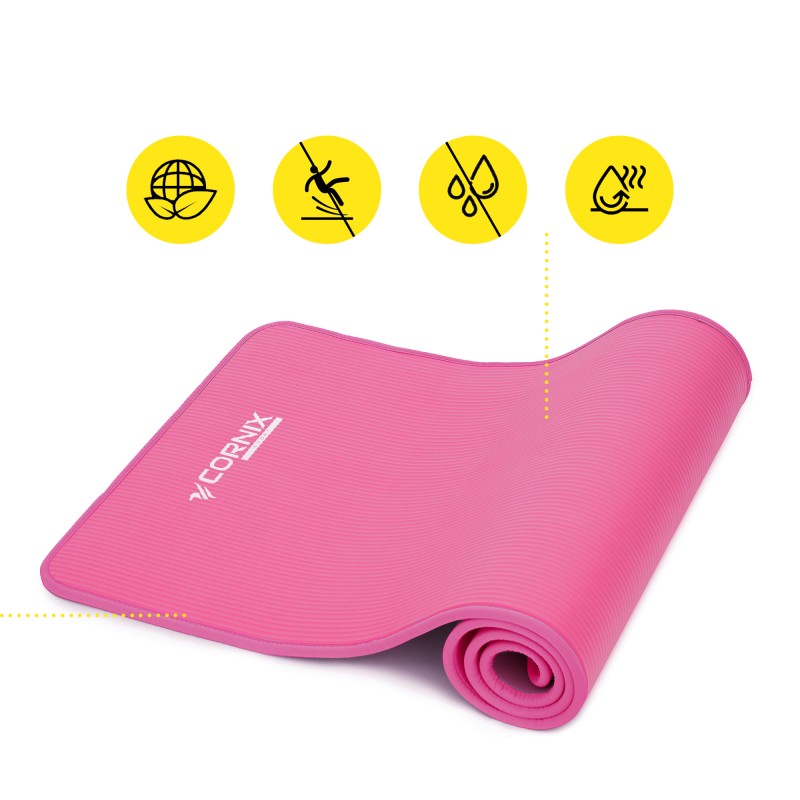 Килимок спортивний Cornix NBR 183 x 61 x 1 cм для йоги та фітнесу XR-0097 Pink/Pink
