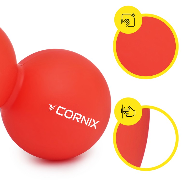 Масажний м'яч Cornix Lacrosse DuoBall 6.3 x 12.6 см XR-0112 Red