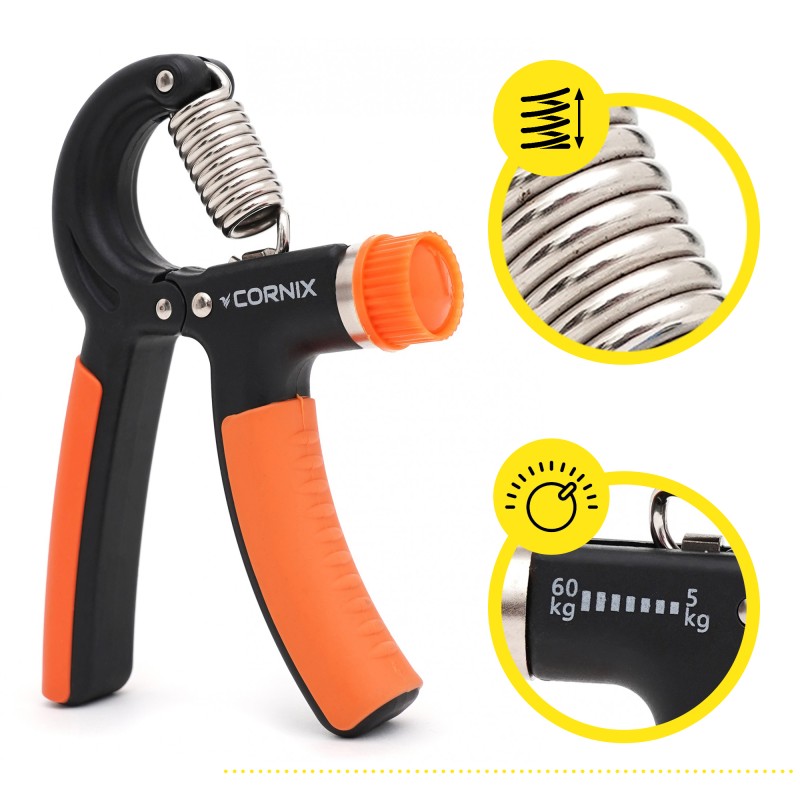 Еспандер кистьовий Cornix 5-60 кг з регульованим навантаженням XR-0144 Black/Orange