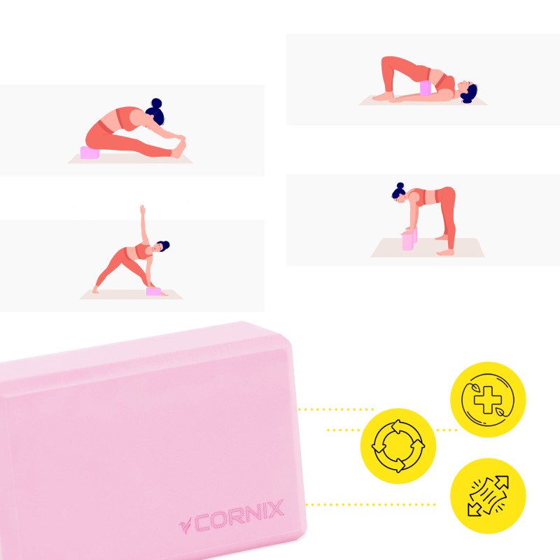 Блок для йоги Cornix EVA 22.8 x 15.2 x 7.6 см XR-0098 Pink