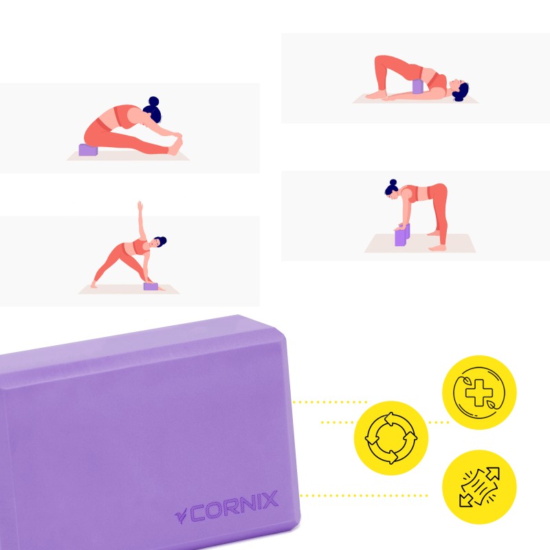 Блок для йоги Cornix EVA 22.8 x 15.2 x 7.6 см XR-0101 Purple