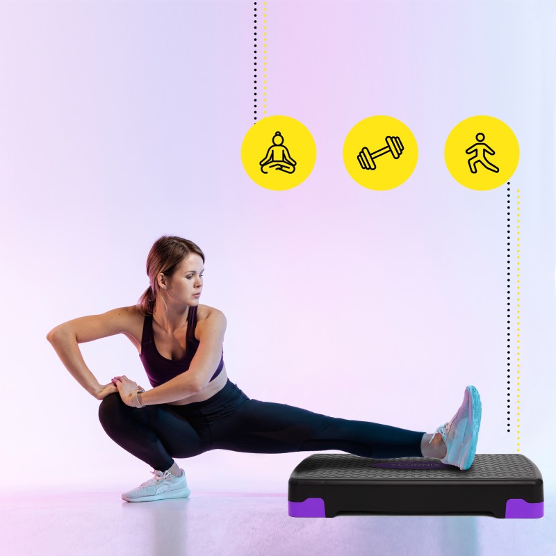 Степ-платформа 2-ступінчаста Cornix 68 х 28 х 10-15 см XR-0188 Black/Purple