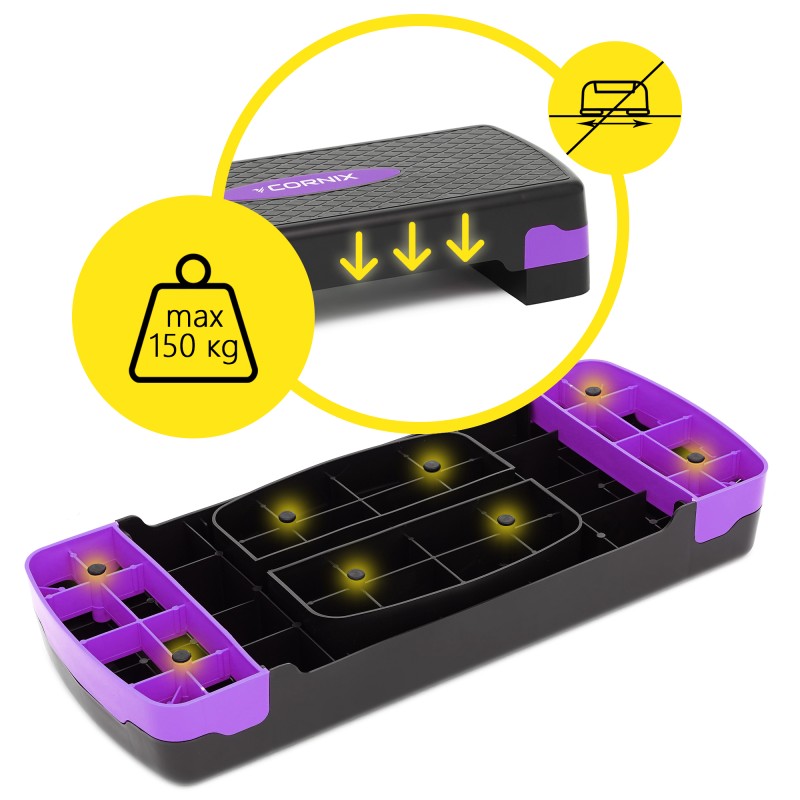 Степ-платформа 2-ступінчаста Cornix 68 х 28 х 10-15 см XR-0188 Black/Purple