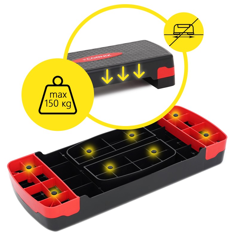 Степ-платформа 2-ступінчаста Cornix 68 х 28 х 10-15 см XR-0190 Black/Red