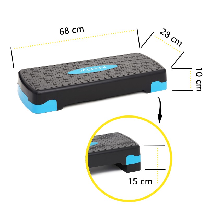 Степ-платформа 2-ступінчаста Cornix 68 х 28 х 10-15 см XR-0191 Black/Blue