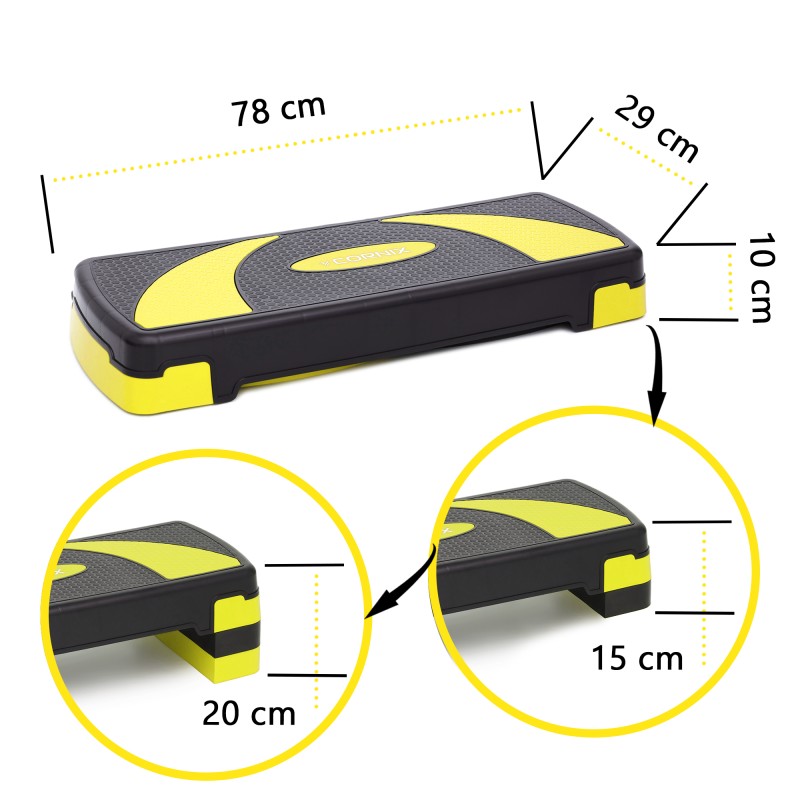Степ-платформа 3-ступінчаста Cornix 78 х 29 х 10-20 см XR-0187 Black/Yellow