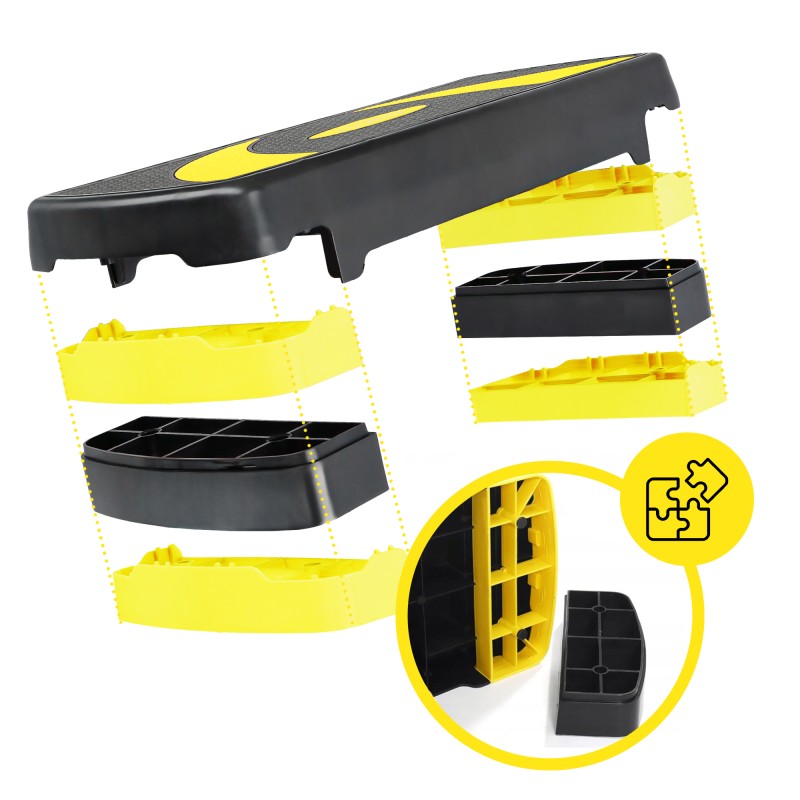 Степ-платформа 3-ступінчаста Cornix 78 х 29 х 10-20 см XR-0187 Black/Yellow