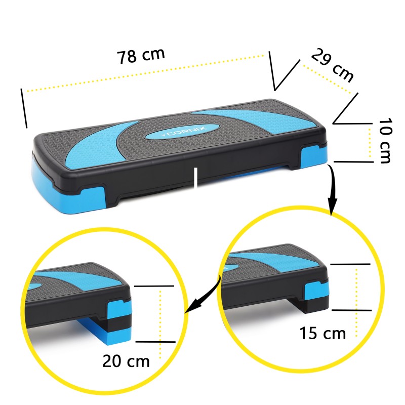 Степ-платформа 3-ступінчаста Cornix 78 х 29 х 10-20 см XR-0186 Black/Blue