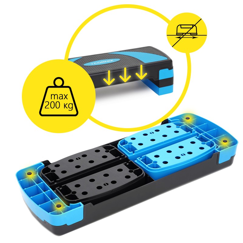 Степ-платформа 3-ступінчаста Cornix 78 х 29 х 10-20 см XR-0186 Black/Blue