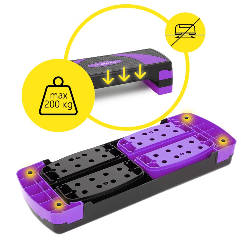 Степ-платформа 3-ступінчаста Cornix 78 х 29 х 10-20 см XR-0183 Black/Purple