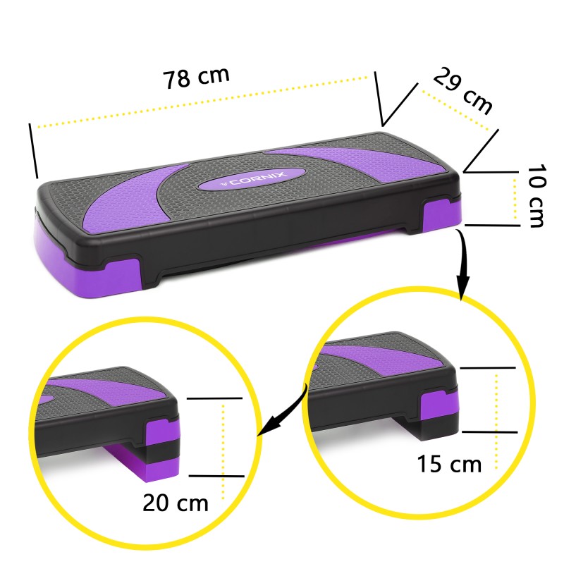 Степ-платформа 3-ступінчаста Cornix 78 х 29 х 10-20 см XR-0183 Black/Purple