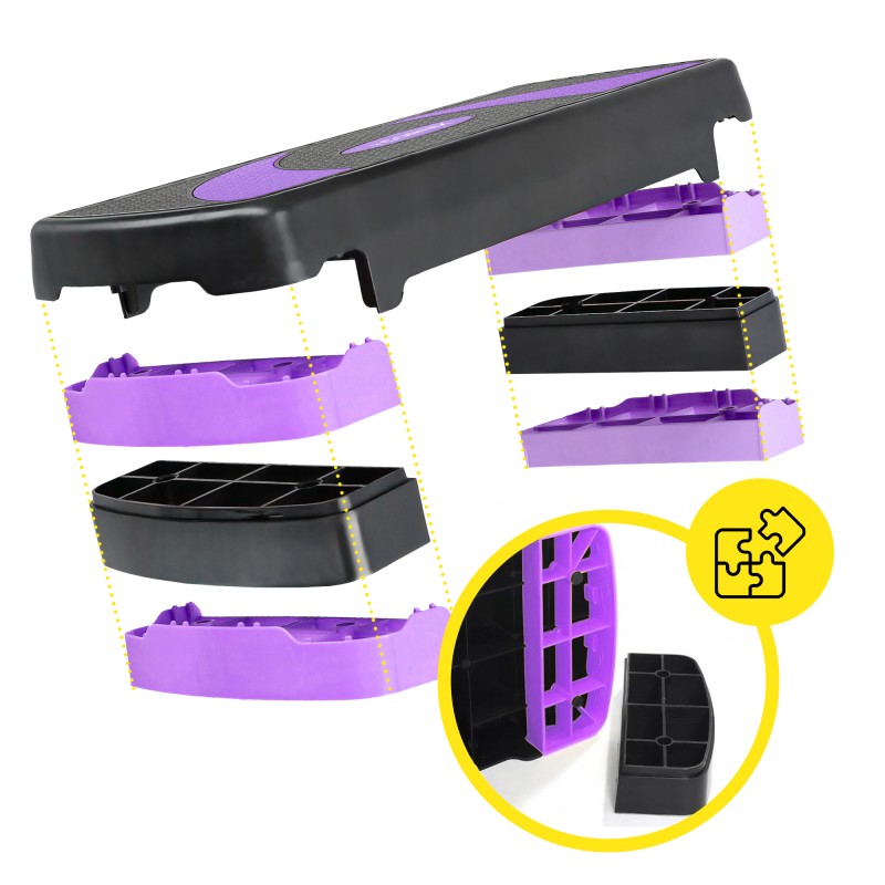 Степ-платформа 3-ступінчаста Cornix 78 х 29 х 10-20 см XR-0183 Black/Purple