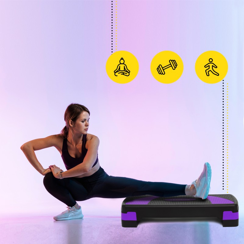 Степ-платформа 3-ступінчаста Cornix 78 х 29 х 10-20 см XR-0183 Black/Purple