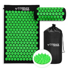 Килимок акупунктурний з валиком Cornix Classic Mat Аплікатор Кузнєцова XR-0110 Black/Green