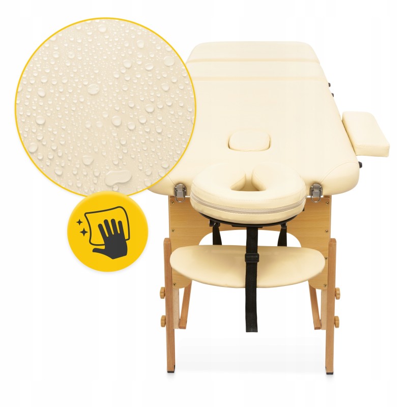 Масажний стіл складний 4FIZJO Massage Table+ Wood W60 Beige (P-5907739318367)