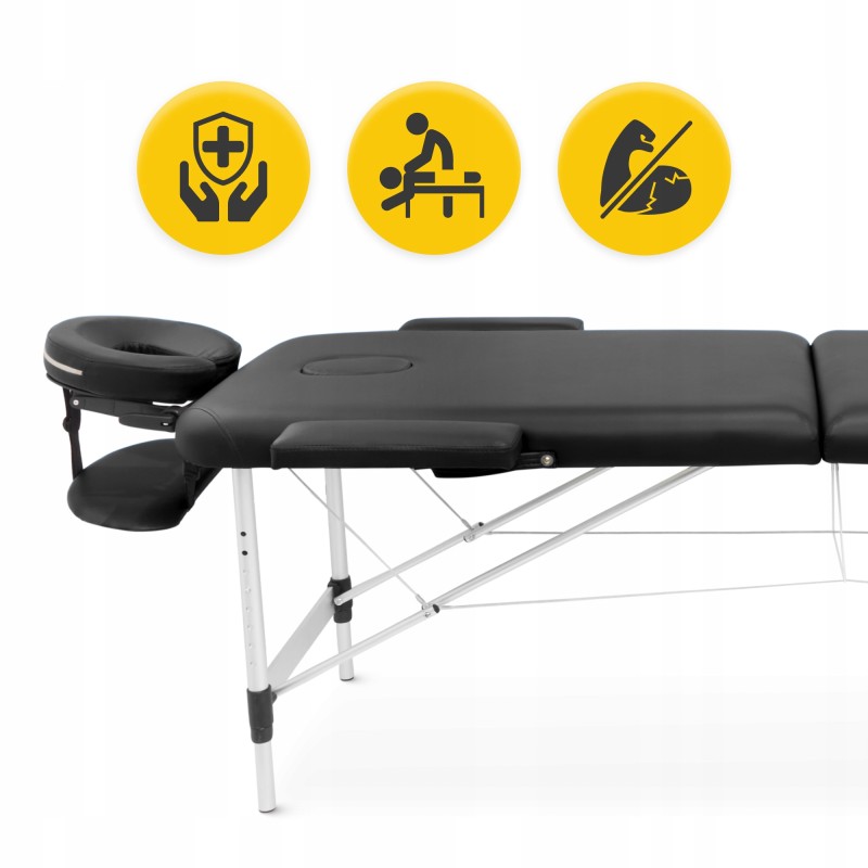 Масажний стіл складний 4FIZJO Massage Table Alu W70 Black (P-5907739318398)