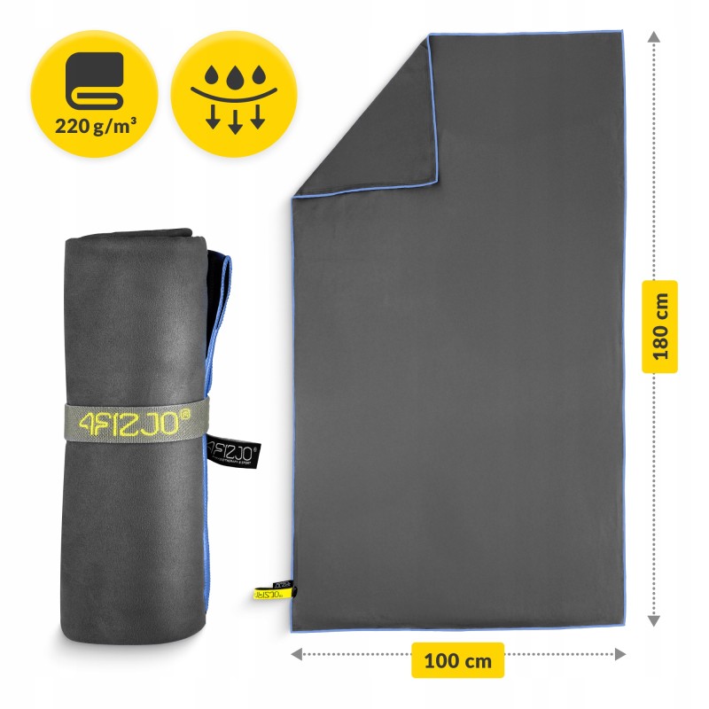 Рушник спортивний 4FIZJO XL 180 x 100 см з мікрофібри Grey (P-5907739317223)