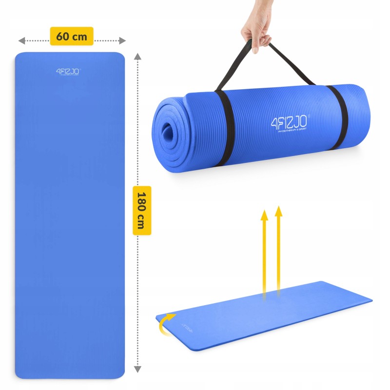Килимок (мат) спортивний 4FIZJO NBR 180 x 60 x 1 см для йоги та фітнесу Navy Blue (P-5907739316974)