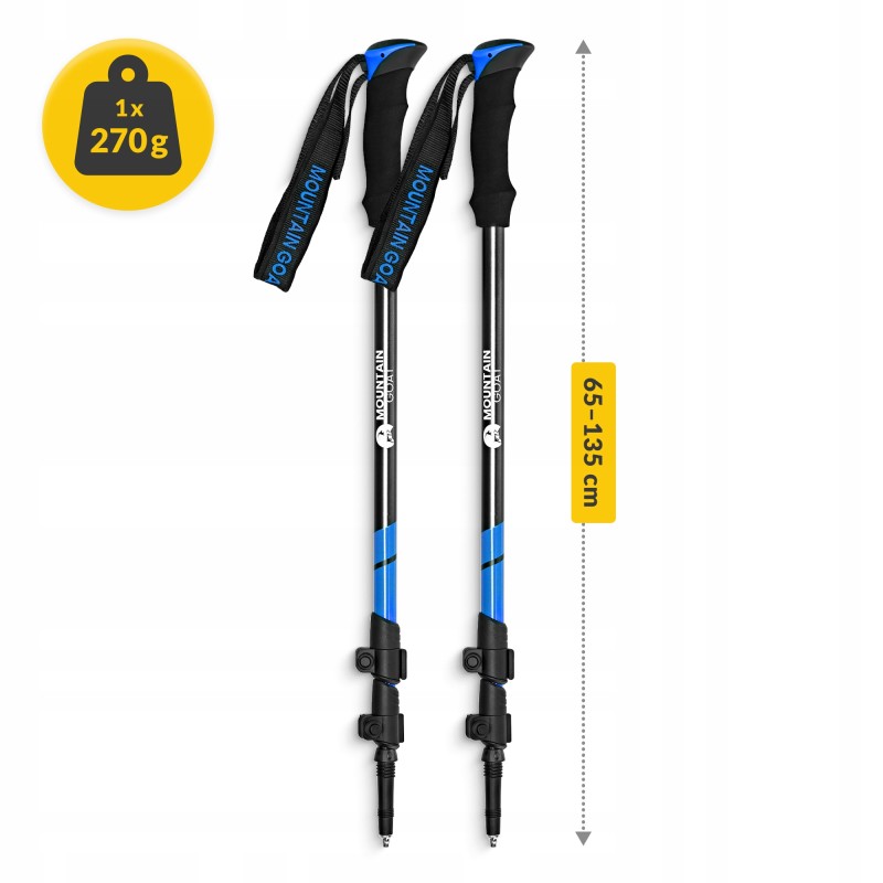 Трекінгові палиці Mountain Goat Peak+ 60-135 см Black/Blue (P-5907739318268)