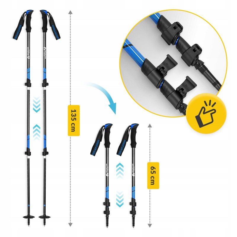 Трекінгові палиці Mountain Goat Peak+ 60-135 см Black/Blue (P-5907739318268)