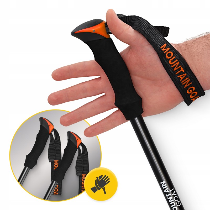 Трекінгові палиці Mountain Goat Peak+ 65-135 см Black/Orange (P-5907739318275)