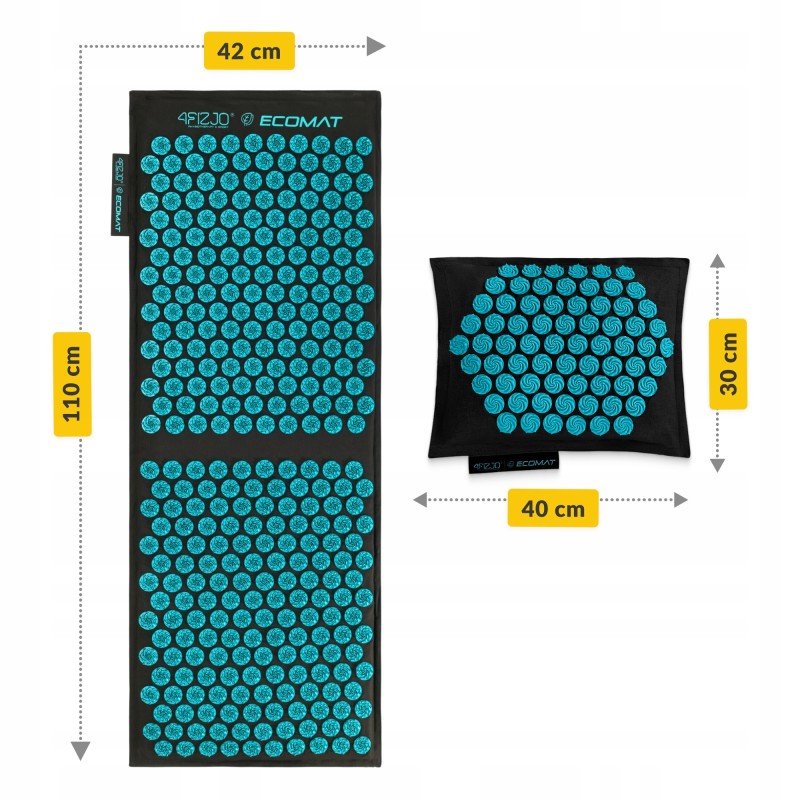Килимок акупунктурний з подушкою 4FIZJO Eco Mat XL Аплікатор Кузнєцова Black/Blue (P-5907739317452)