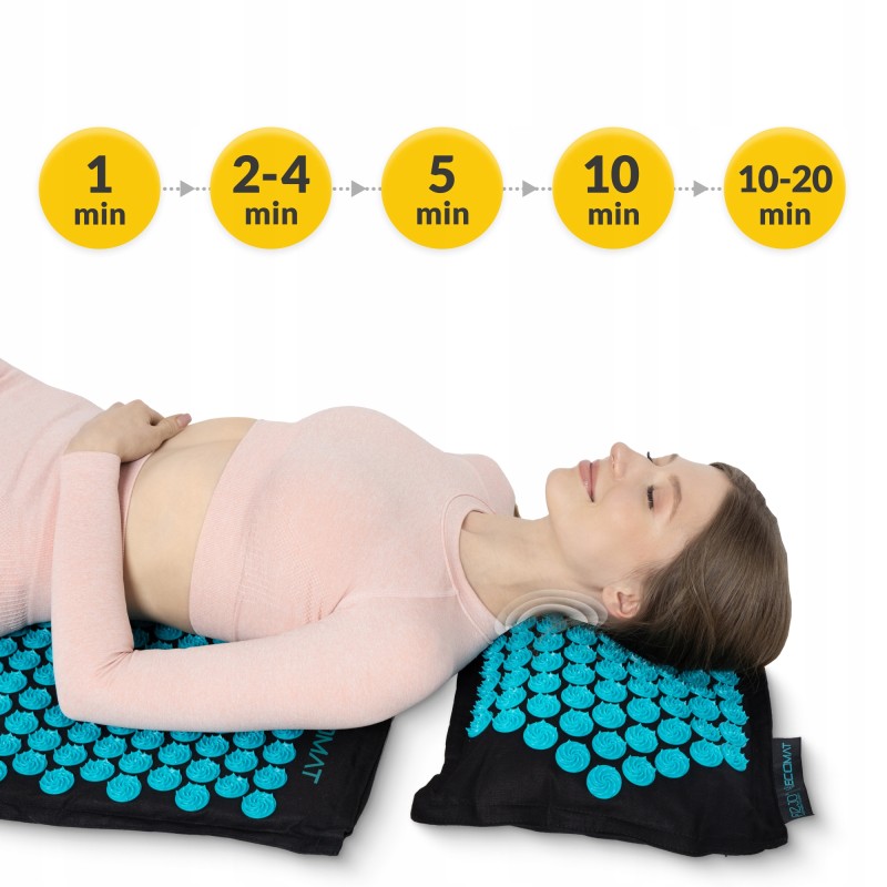 Килимок акупунктурний з подушкою 4FIZJO Eco Mat XL Аплікатор Кузнєцова Black/Blue (P-5907739317452)