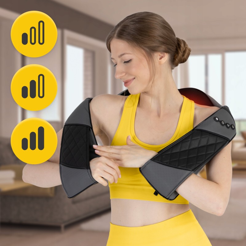 Накидка-масажер 4FIZJO Shiatsu Luxury+ для шиї та спини, акумуляторний Grey (P-5907739319104)
